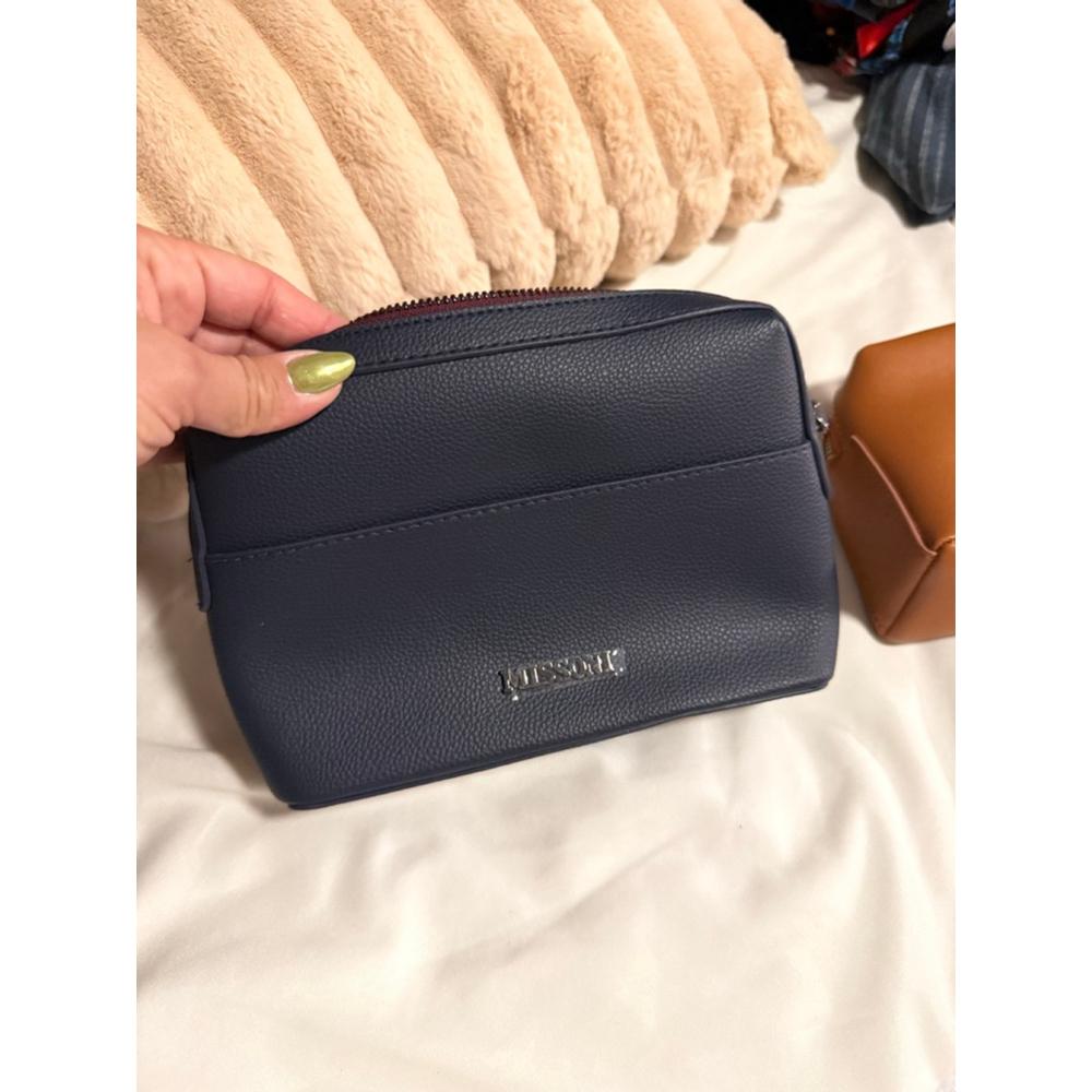NWOT Missoni Pouch/Wristlet Interior Multicolored Chevron Pattern,Navy Blue - Picture 2 of 6
